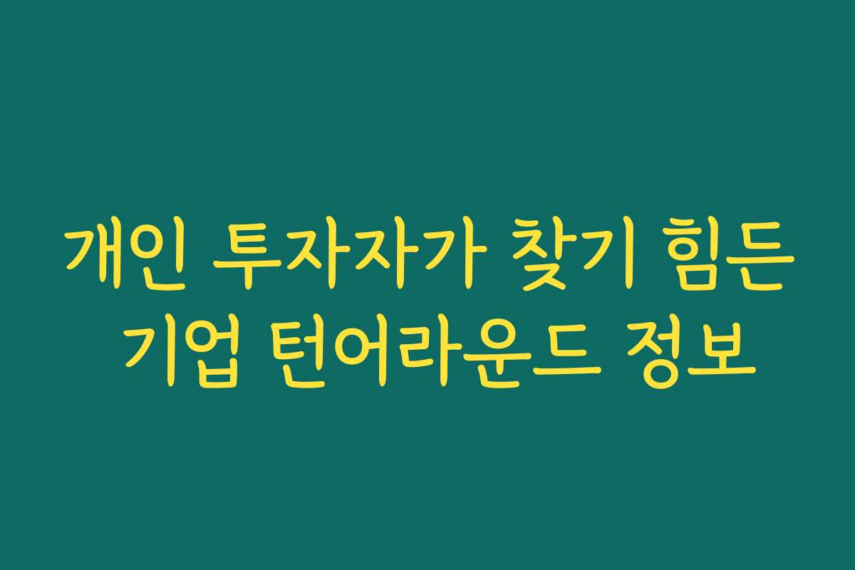 개인 투자자가 찾기 힘든 기업 턴어라운드 정보