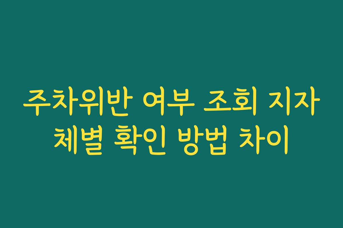 주차위반 여부 조회 지자체별 확인 방법 차이