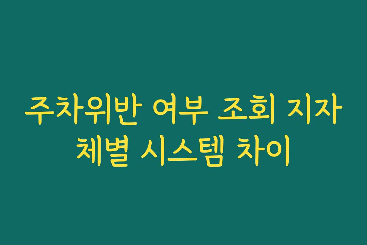 주차위반 여부 조회 지자체별 시스템 차이