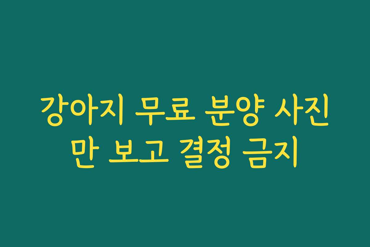 강아지 무료 분양 사진만 보고 결정 금지