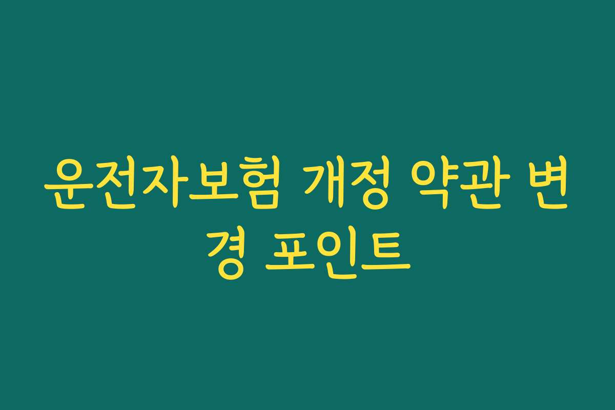 운전자보험 개정 약관 변경 포인트