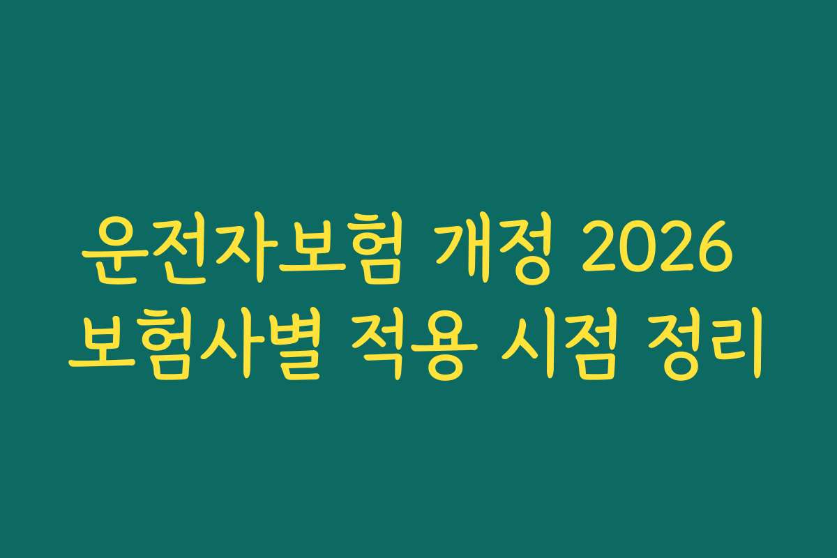 운전자보험 개정 2026 보험사별 적용 시점 정리