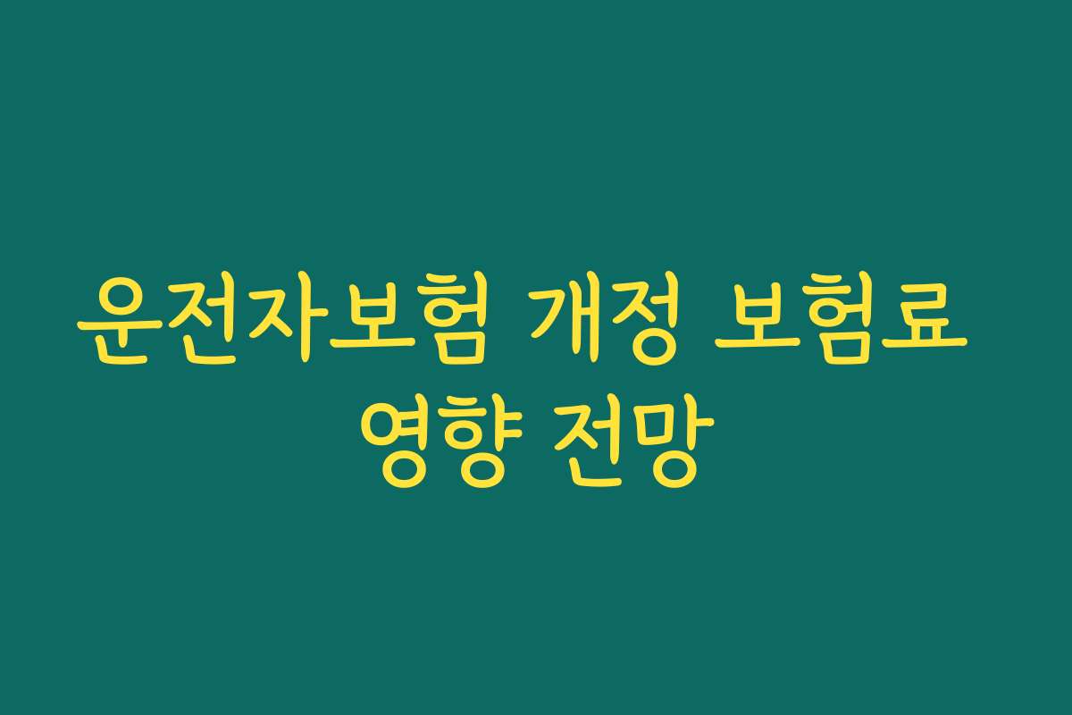 운전자보험 개정 보험료 영향 전망