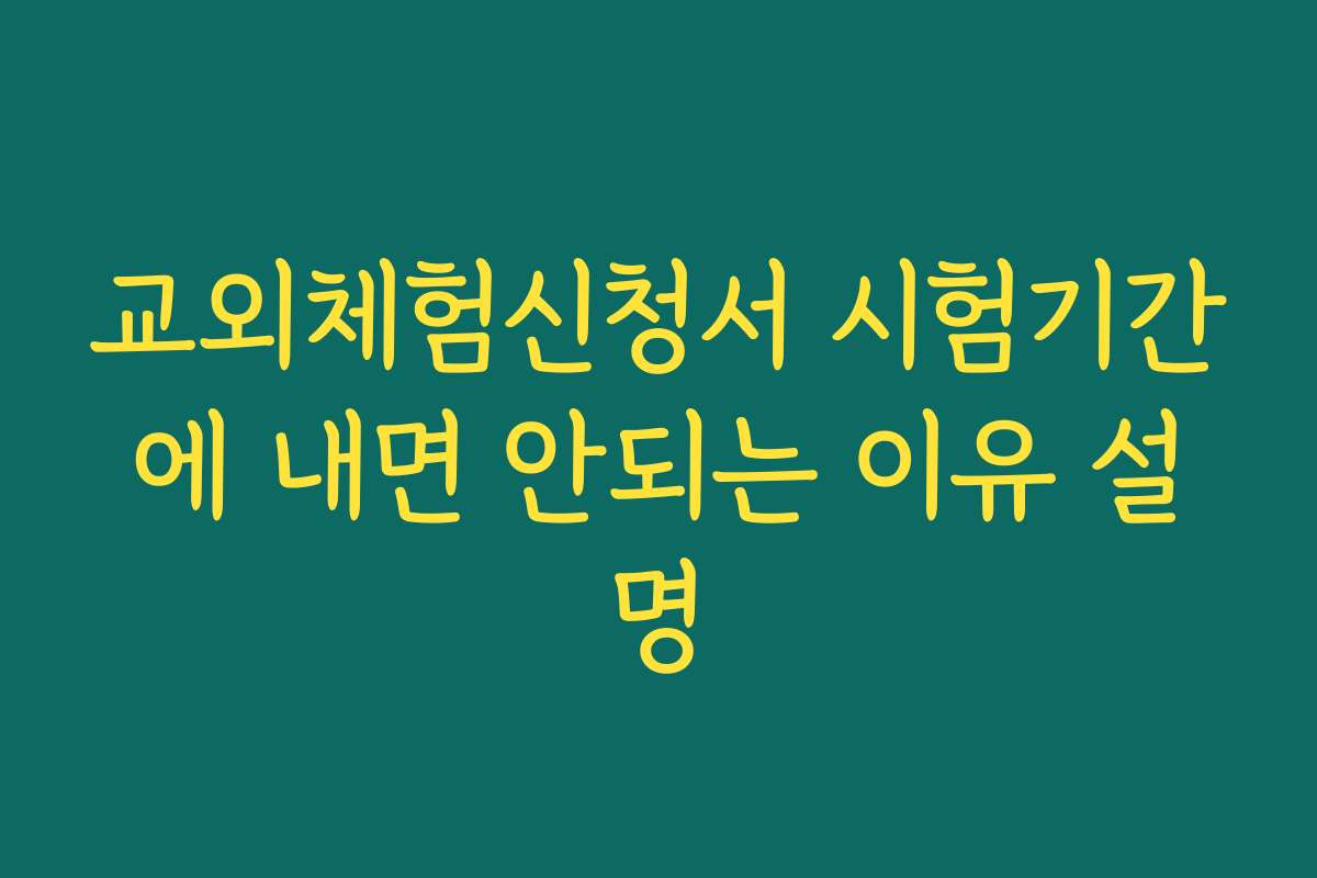 교외체험신청서 시험기간에 내면 안되는 이유 설명