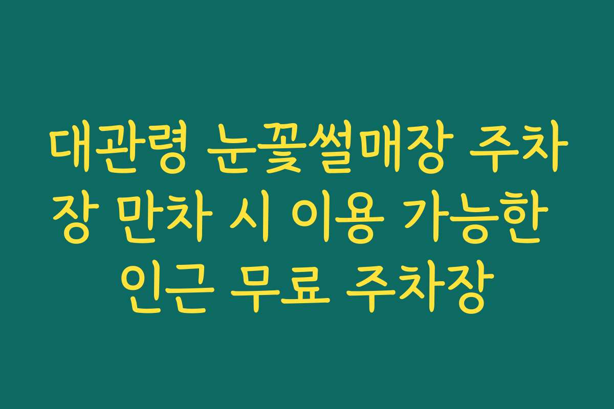 대관령 눈꽃썰매장 주차장 만차 시 이용 가능한 인근 무료 주차장