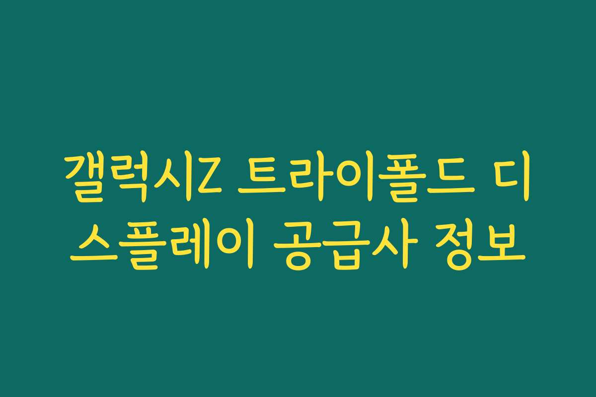 갤럭시Z 트라이폴드 디스플레이 공급사 정보