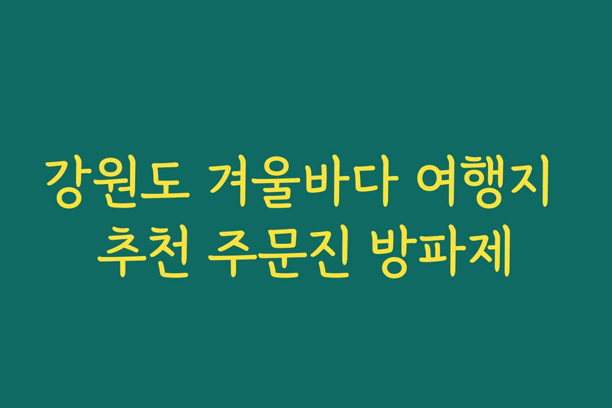 강원도 겨울바다 여행지 추천 주문진 방파제