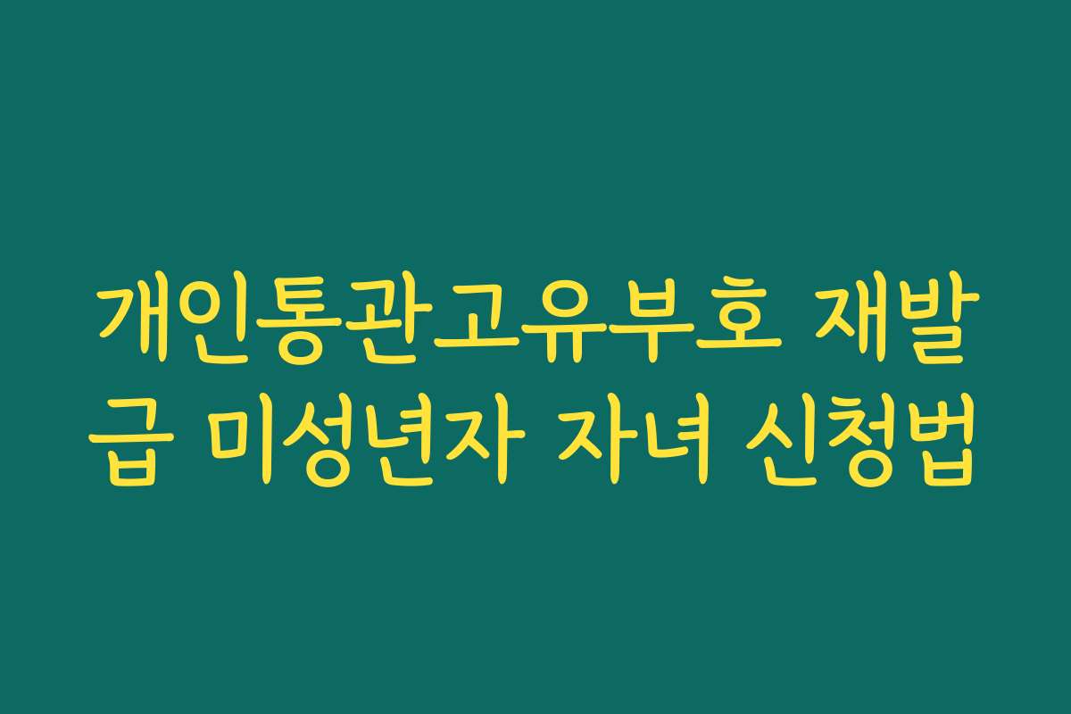 개인통관고유부호 재발급 미성년자 자녀 신청법