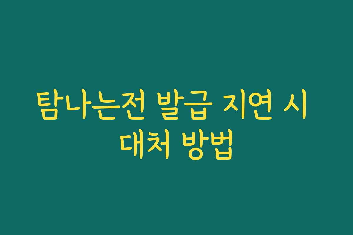 탐나는전 발급 지연 시 대처 방법