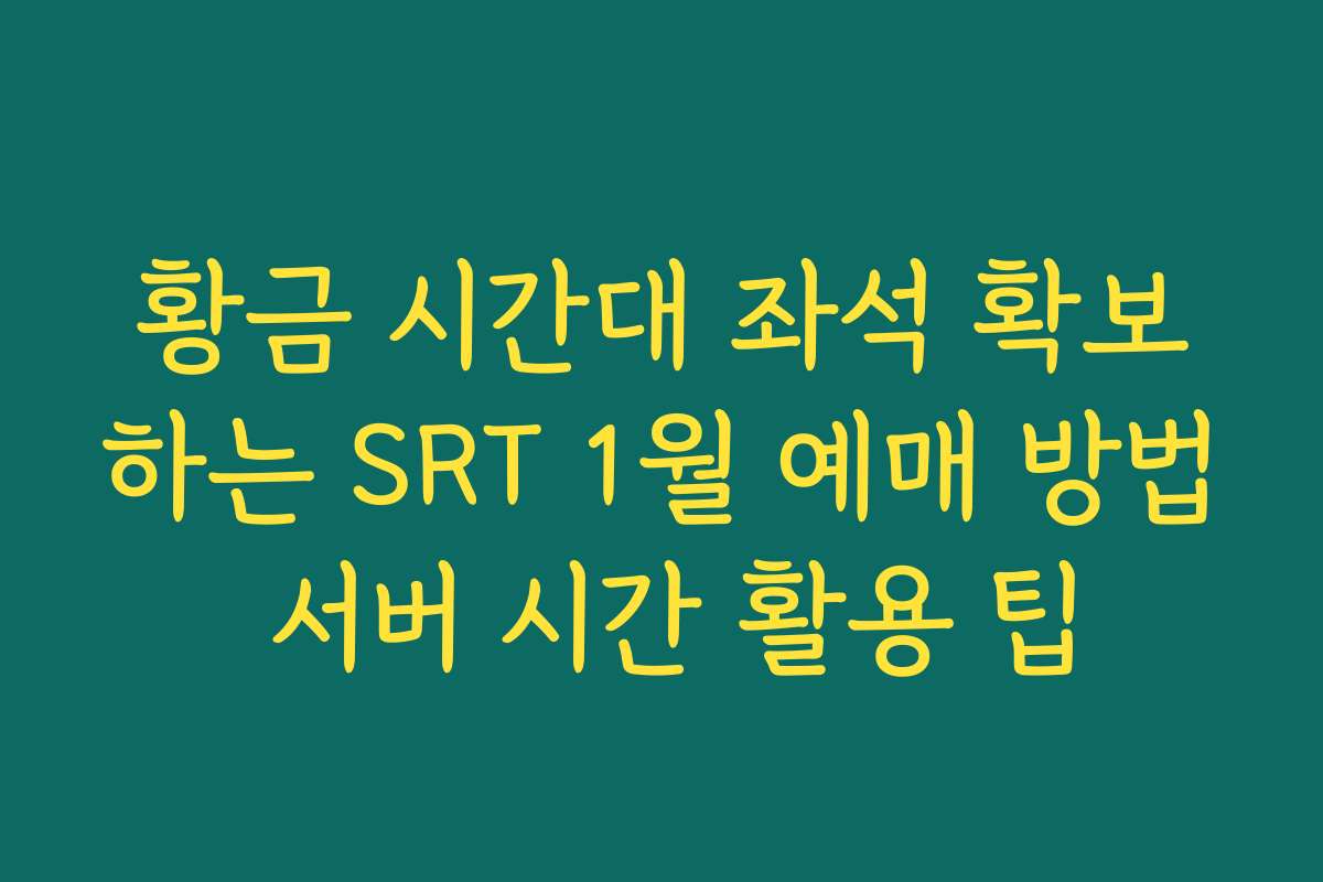 황금 시간대 좌석 확보하는 SRT 1월 예매 방법 서버 시간 활용 팁