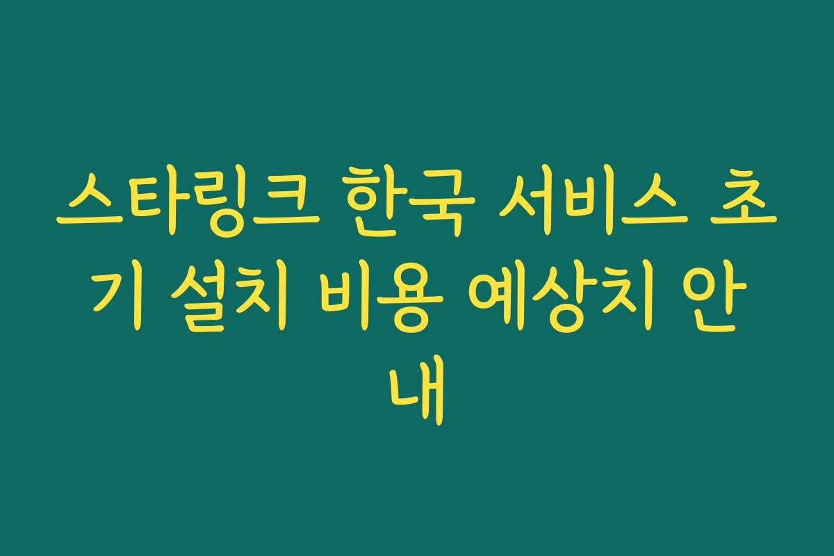 스타링크 한국 서비스 초기 설치 비용 예상치 안내