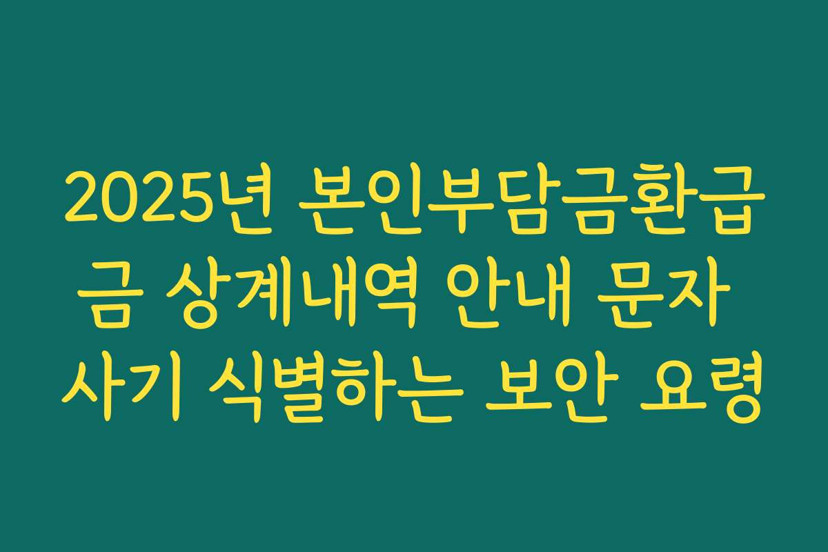 2025년 본인부담금환급금 상계내역 안내 문자 사기 식별하는 보안 요령
