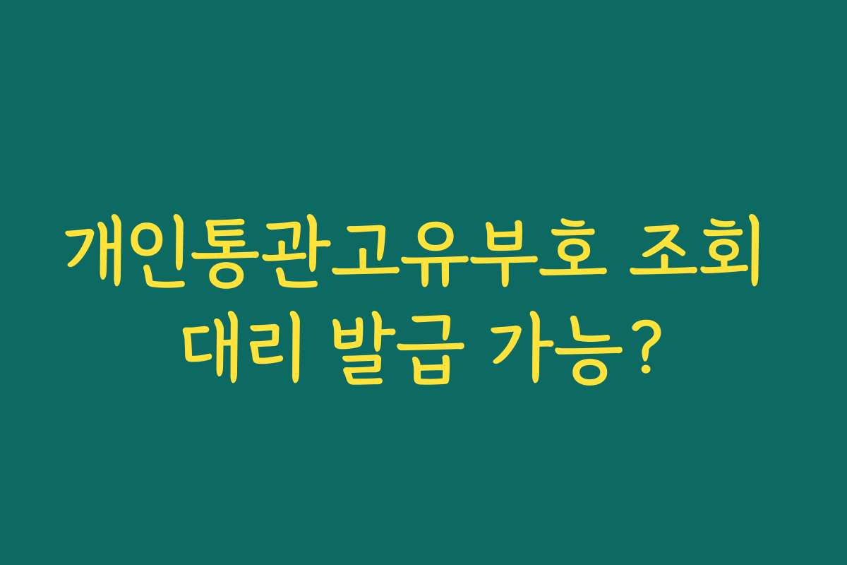 개인통관고유부호 조회 대리 발급 가능?
