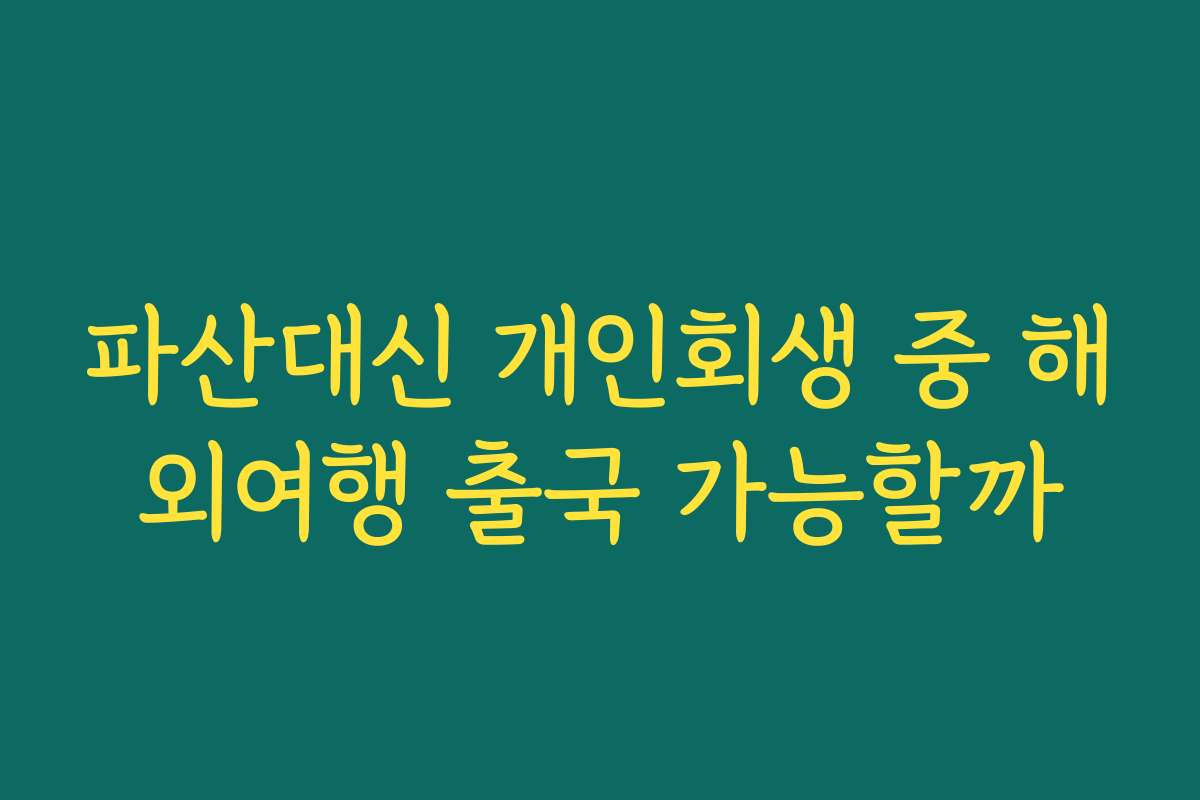 파산대신 개인회생 중 해외여행 출국 가능할까