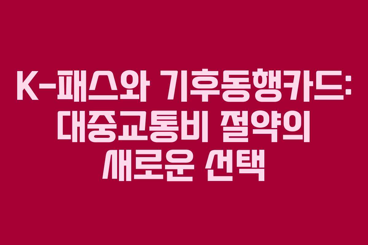 K-패스와 기후동행카드: 대중교통비 절약의 새로운 선택