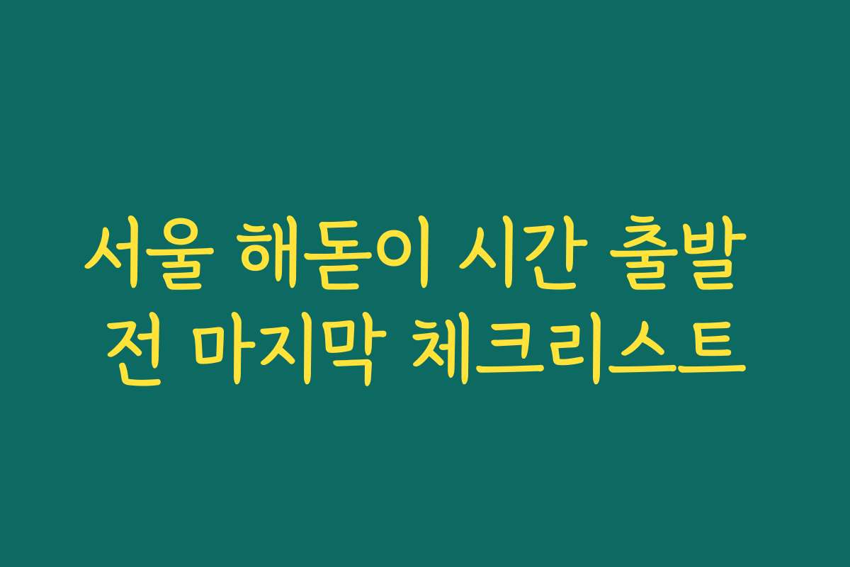서울 해돋이 시간 출발 전 마지막 체크리스트