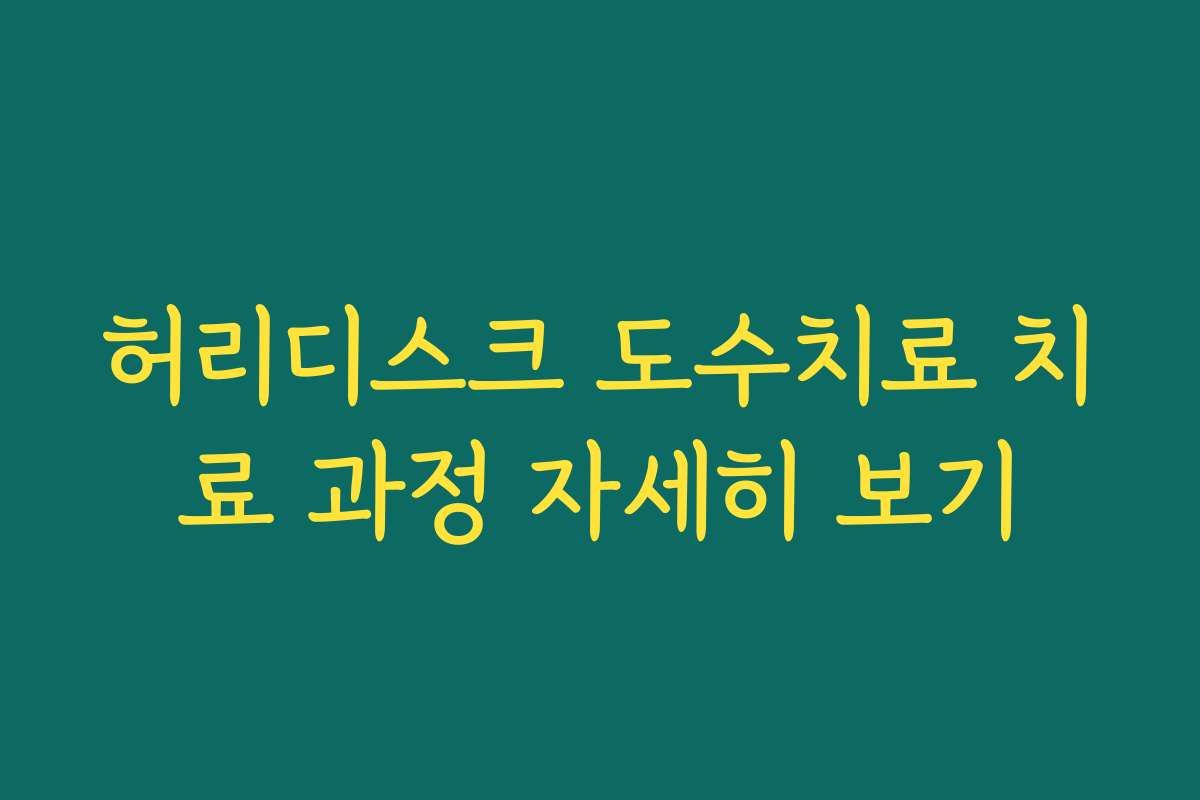 허리디스크 도수치료 치료 과정 자세히 보기