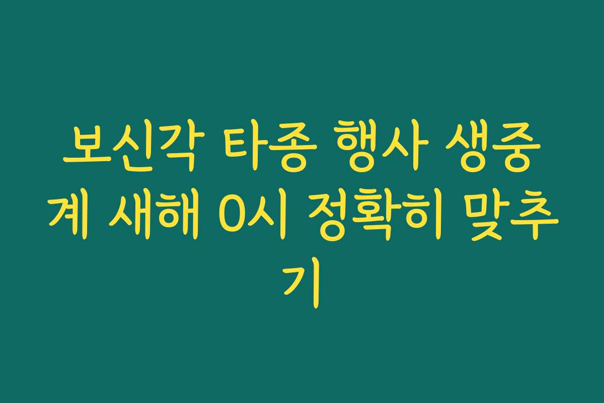 보신각 타종 행사 생중계 새해 0시 정확히 맞추기