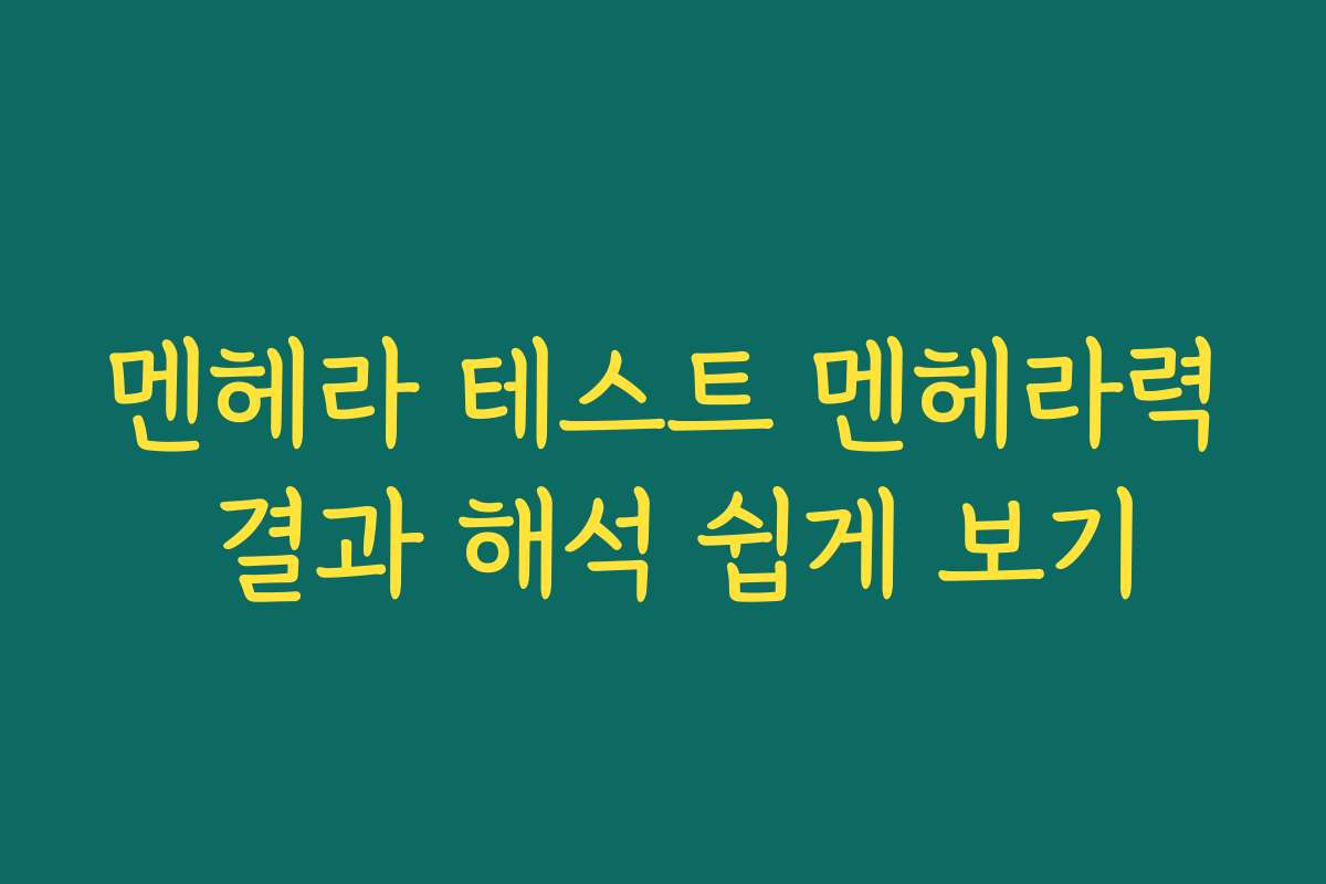 멘헤라 테스트 멘헤라력 결과 해석 쉽게 보기