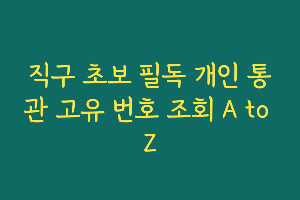 직구 초보 필독 개인 통관 고유 번호 조회 A to Z