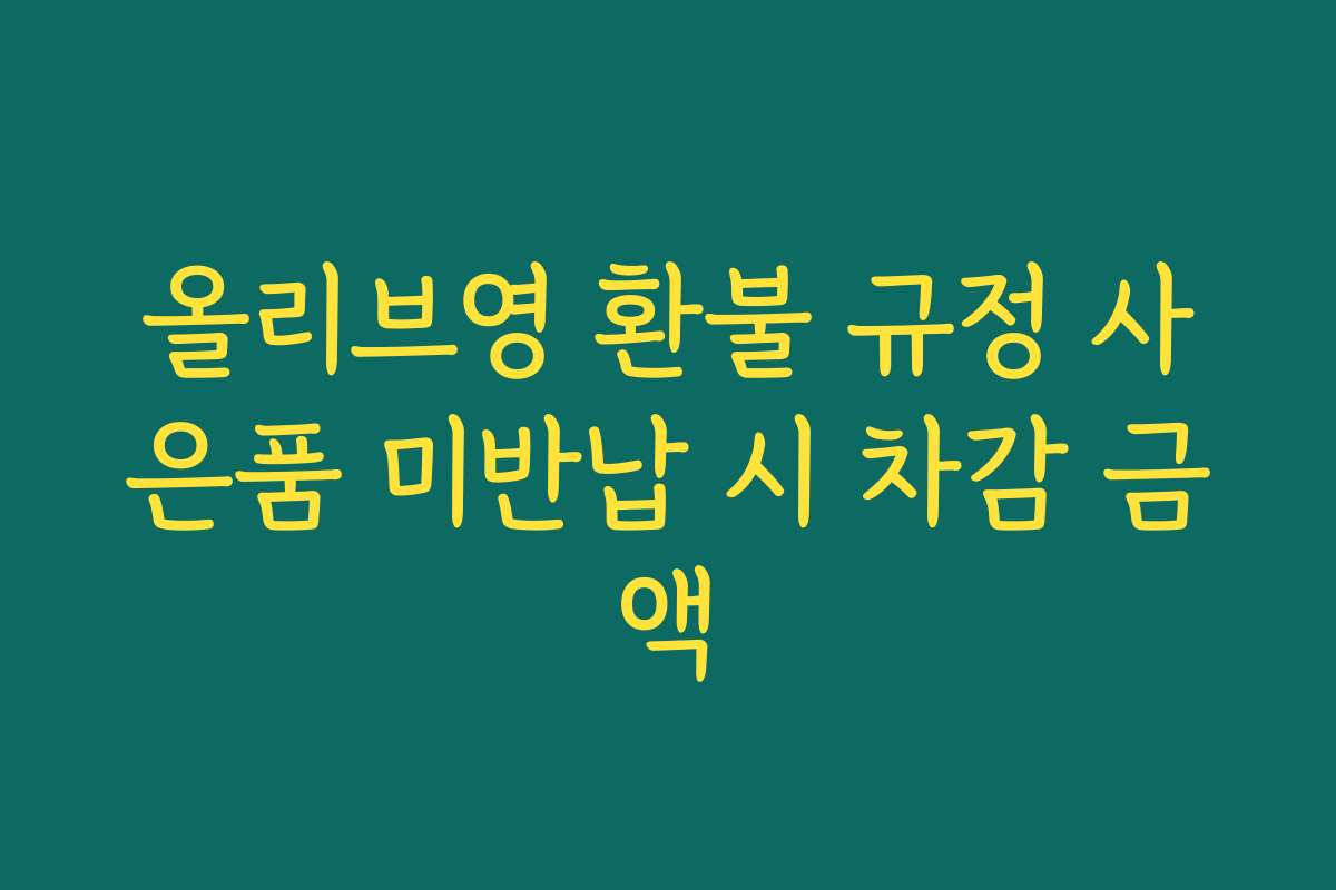 올리브영 환불 규정 사은품 미반납 시 차감 금액