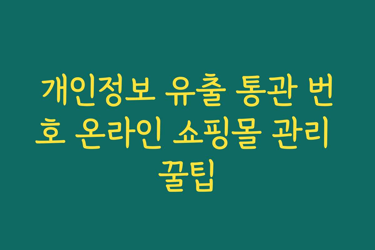 개인정보 유출 통관 번호 온라인 쇼핑몰 관리 꿀팁