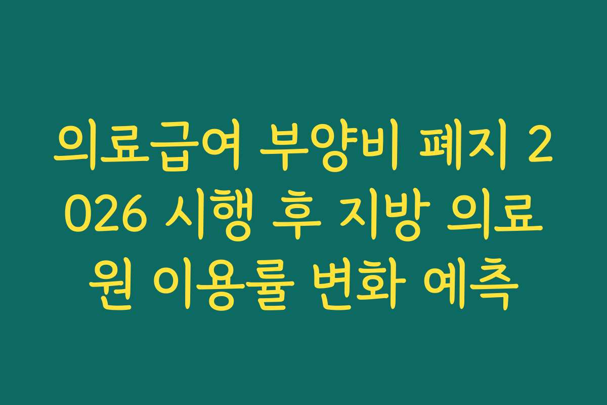 의료급여 부양비 폐지 2026 시행 후 지방 의료원 이용률 변화 예측