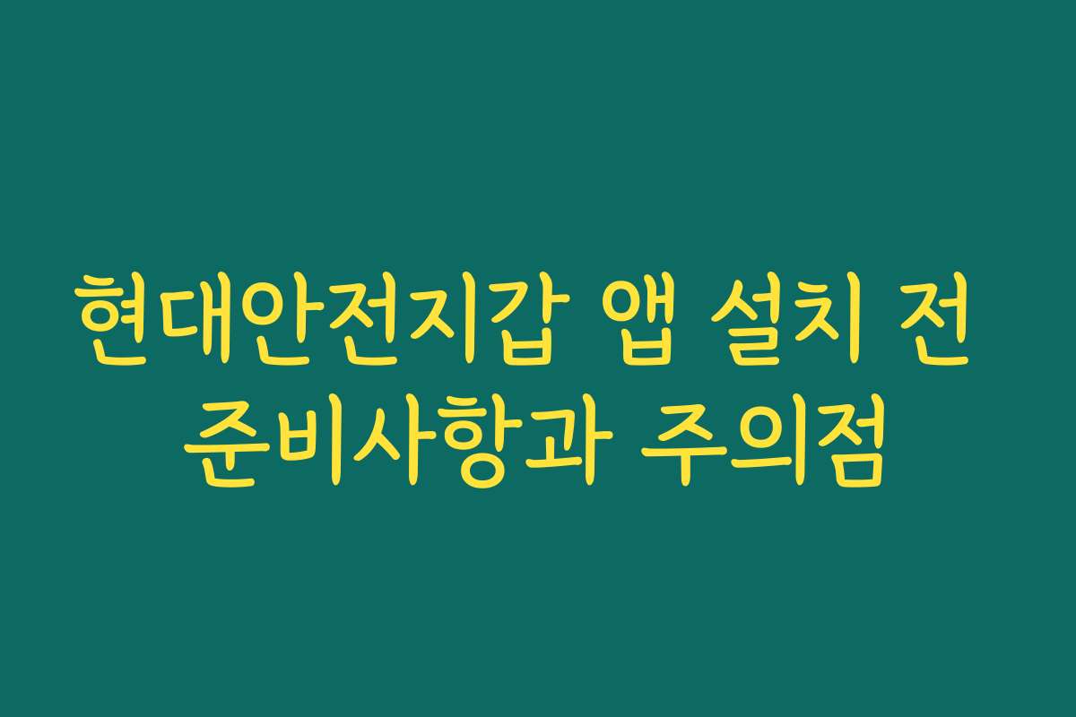 현대안전지갑 앱 설치 전 준비사항과 주의점