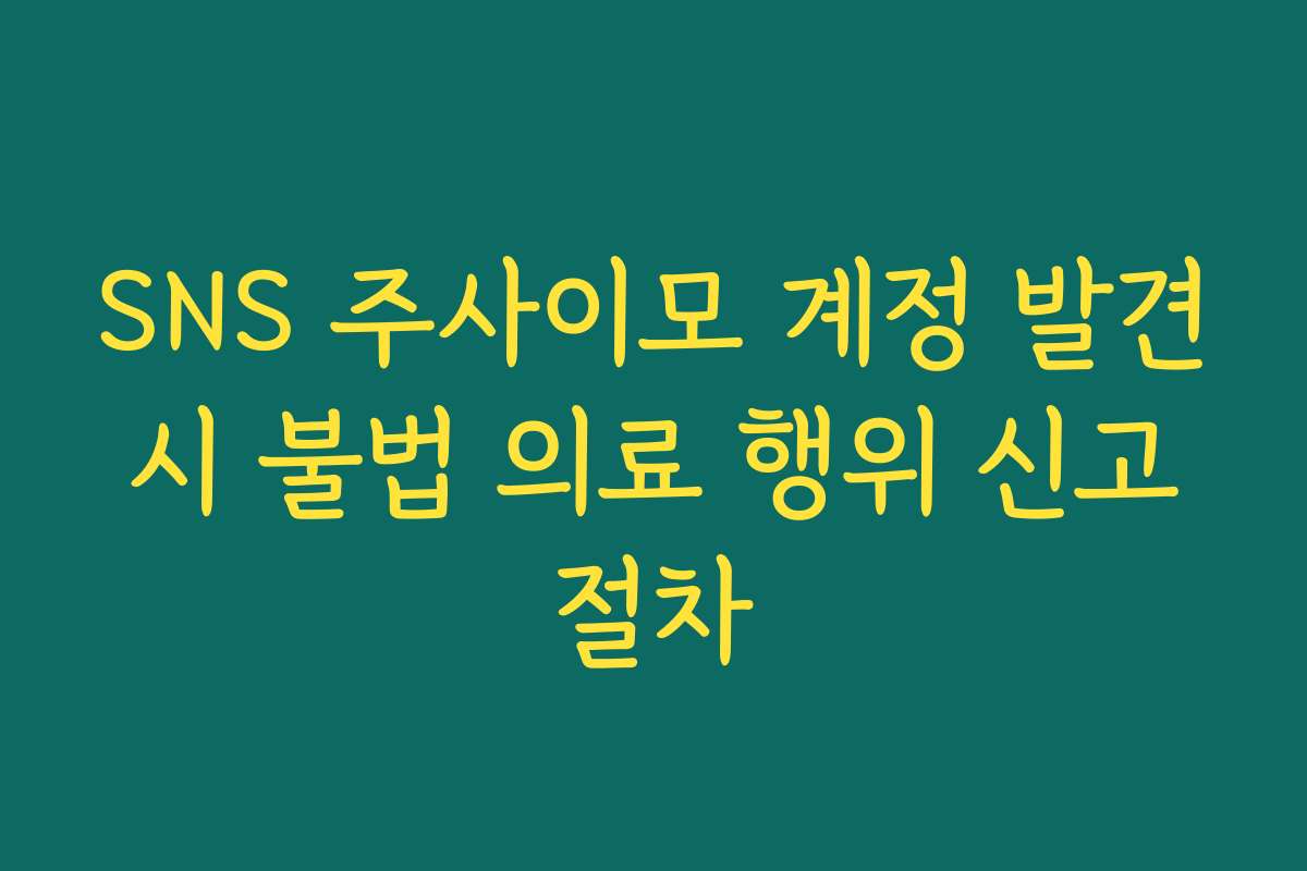 SNS 주사이모 계정 발견 시 불법 의료 행위 신고 절차