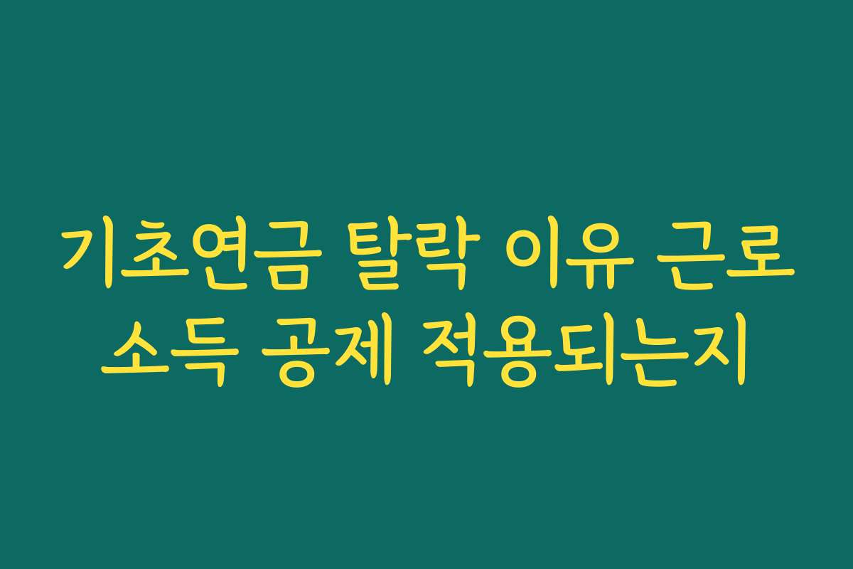 기초연금 탈락 이유 근로소득 공제 적용되는지