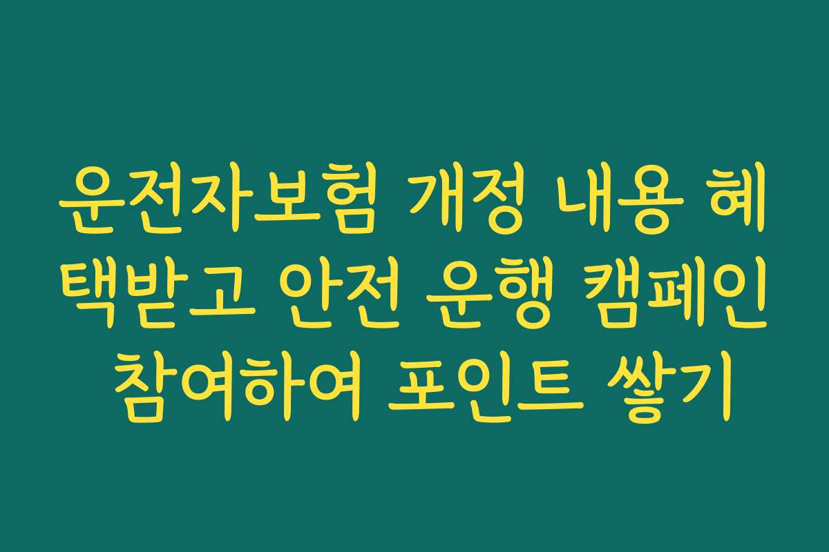운전자보험 개정 내용 혜택받고 안전 운행 캠페인 참여하여 포인트 쌓기