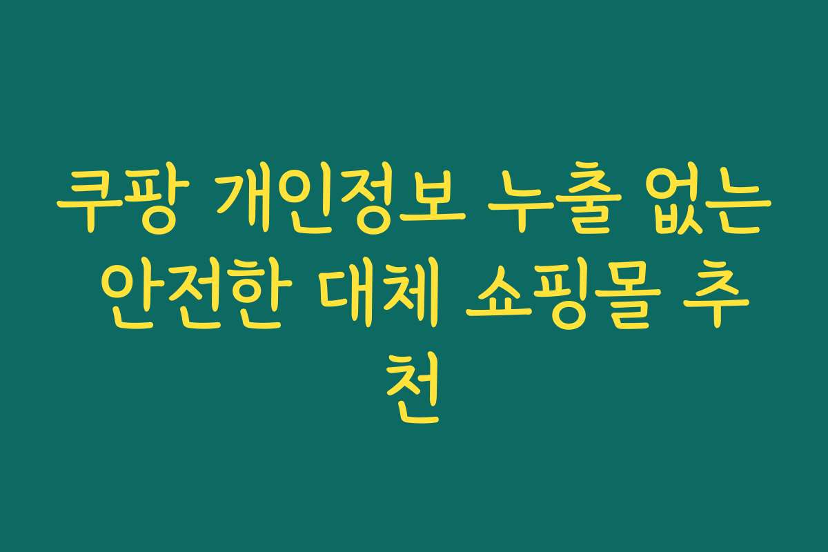 쿠팡 개인정보 누출 없는 안전한 대체 쇼핑몰 추천
