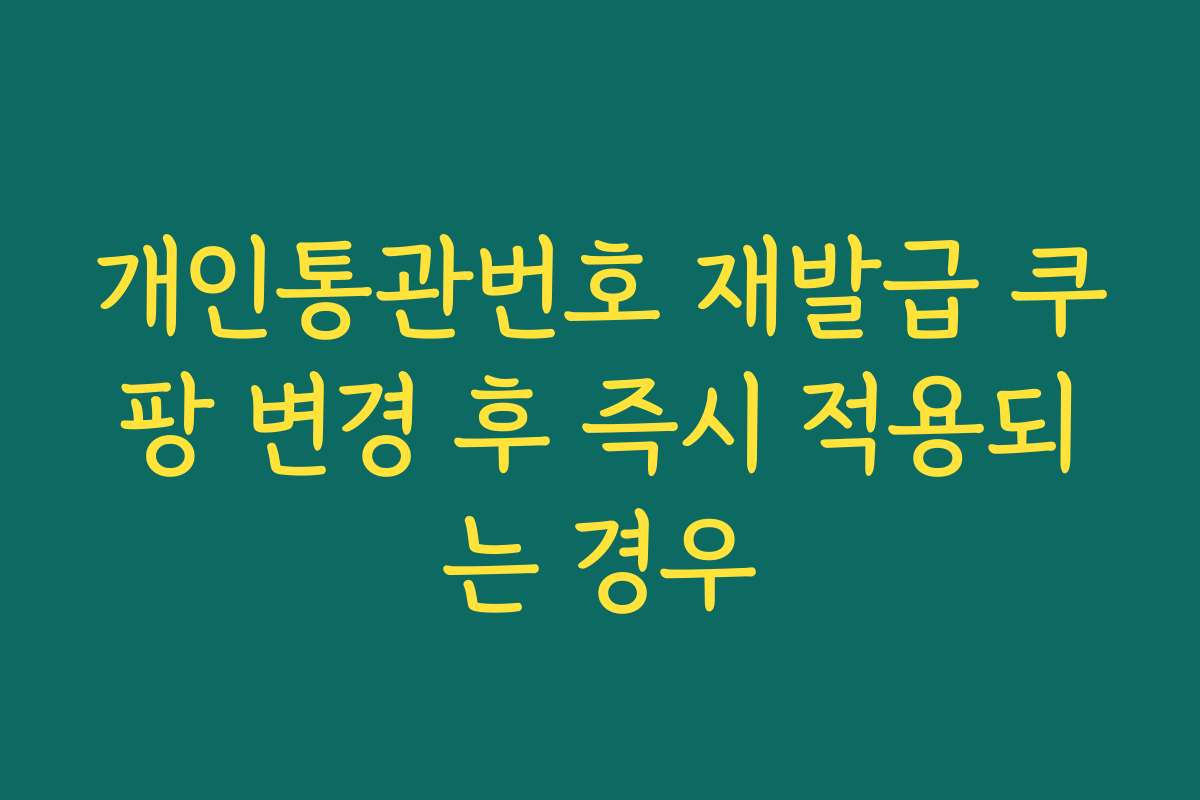 개인통관번호 재발급 쿠팡 변경 후 즉시 적용되는 경우