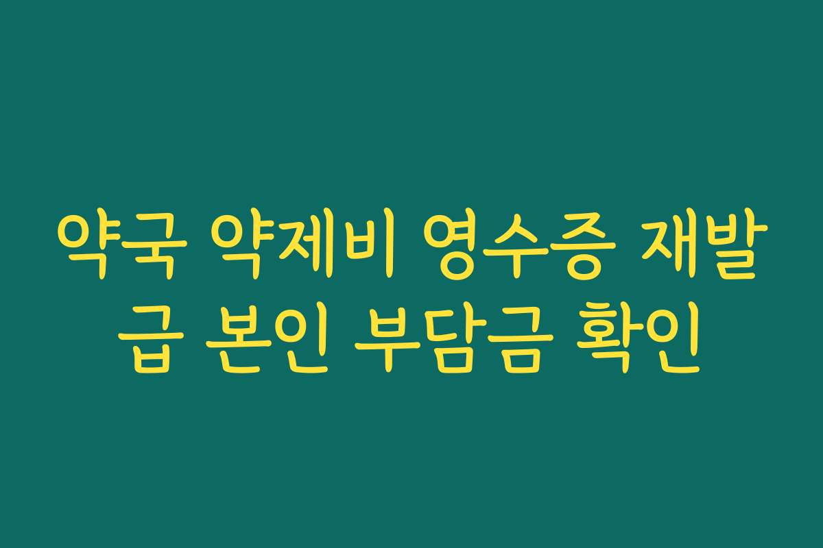 약국 약제비 영수증 재발급 본인 부담금 확인