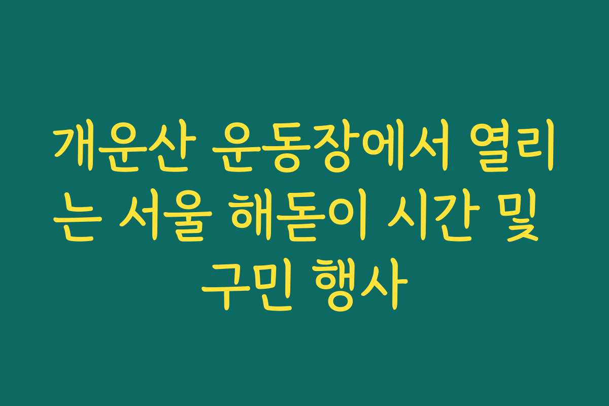 개운산 운동장에서 열리는 서울 해돋이 시간 및 구민 행사