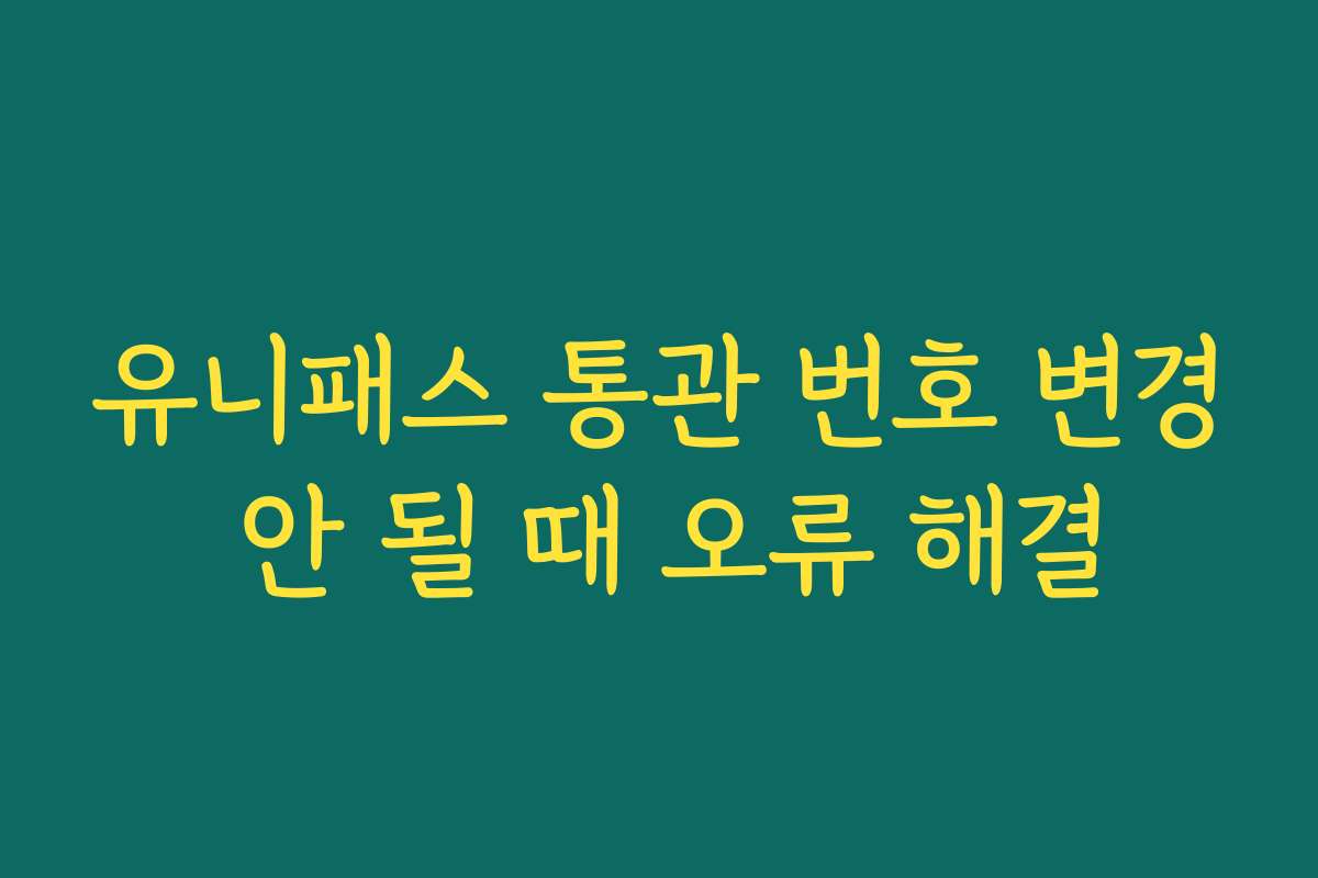 유니패스 통관 번호 변경 안 될 때 오류 해결
