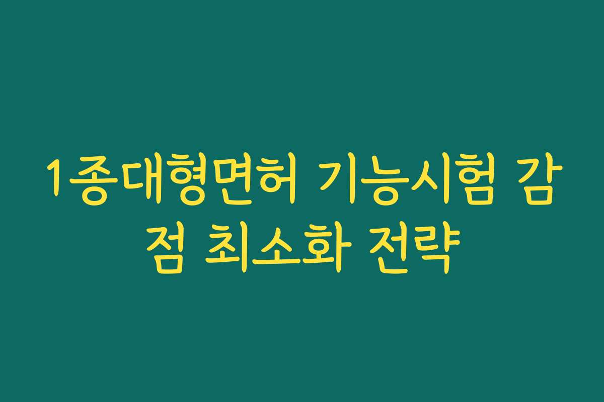 1종대형면허 기능시험 감점 최소화 전략
