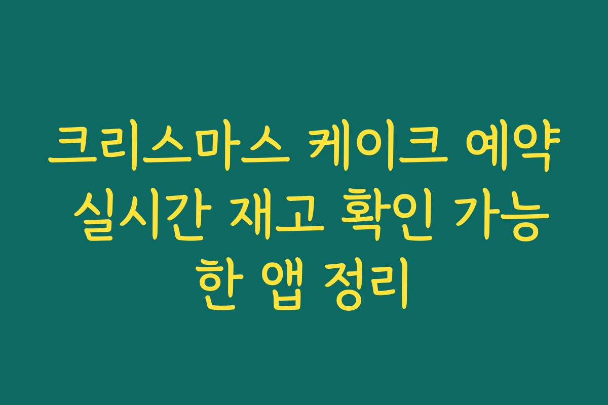 크리스마스 케이크 예약 실시간 재고 확인 가능한 앱 정리