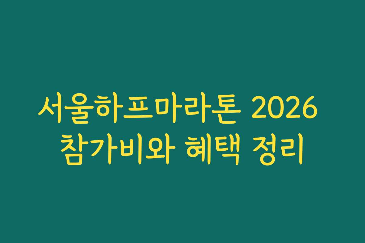 서울하프마라톤 2026 참가비와 혜택 정리
