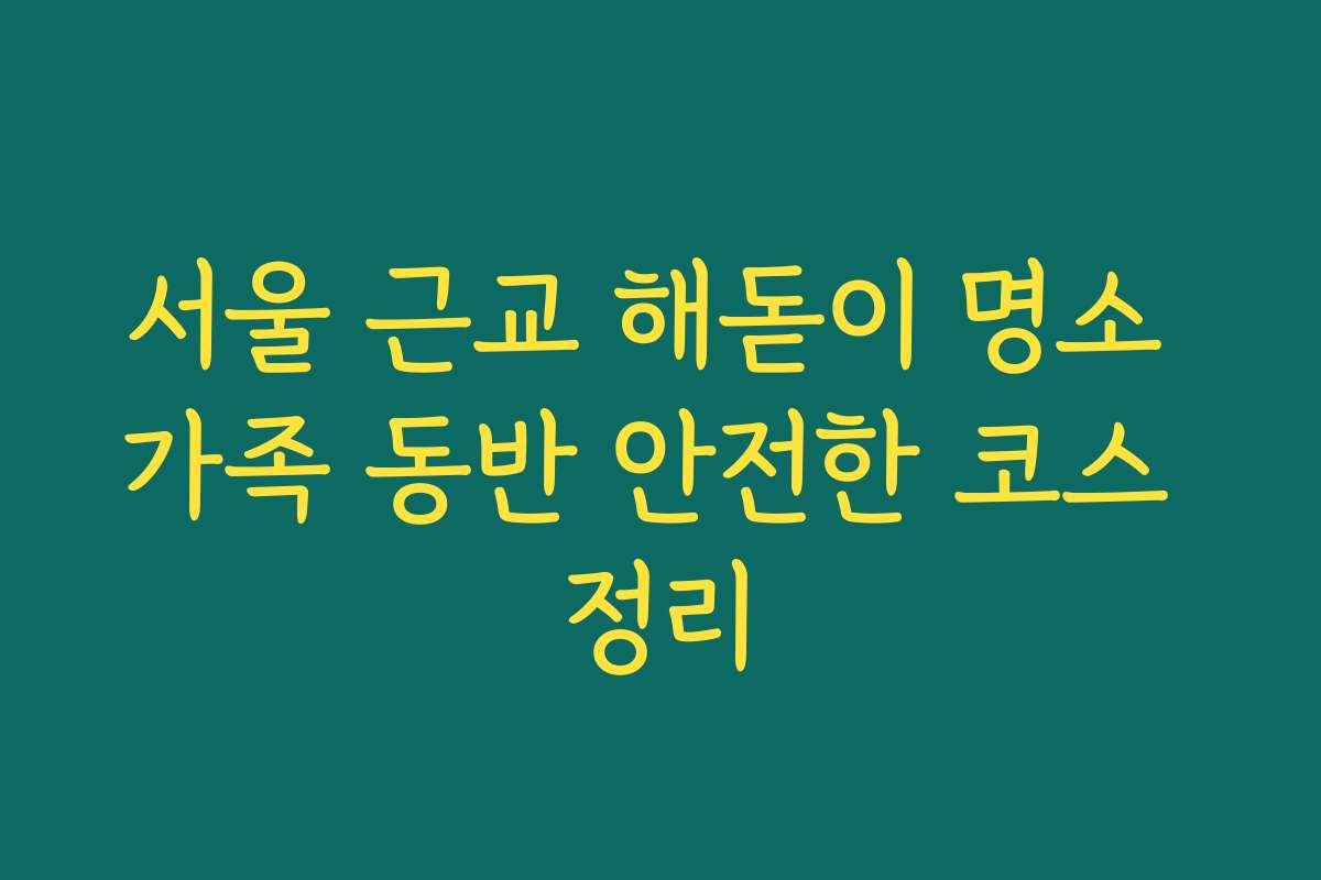 서울 근교 해돋이 명소 가족 동반 안전한 코스 정리