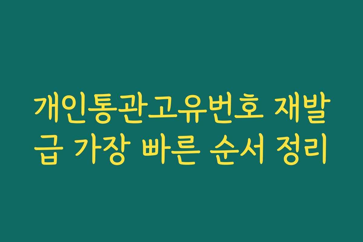개인통관고유번호 재발급 가장 빠른 순서 정리