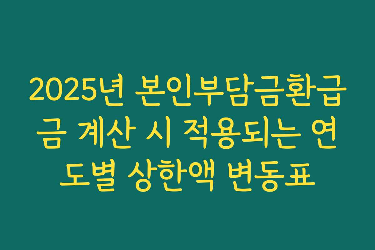 2025년 본인부담금환급금 계산 시 적용되는 연도별 상한액 변동표