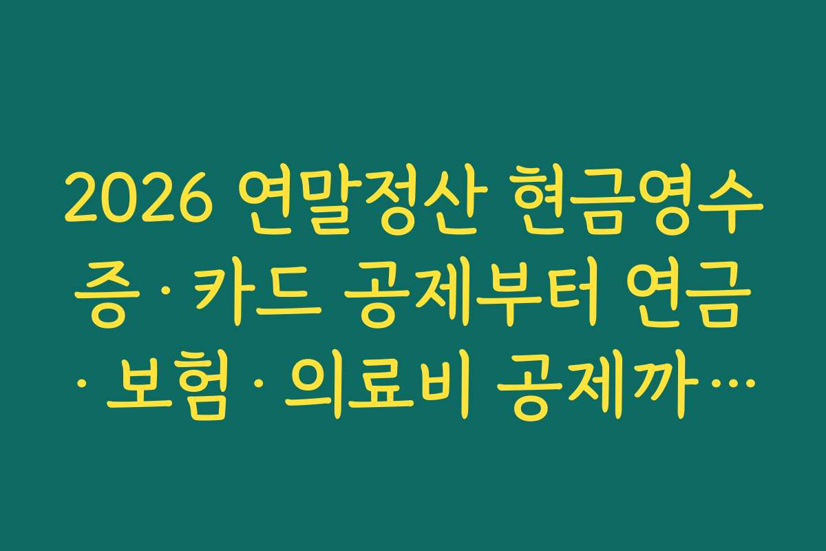 2026 연말정산 현금영수증·카드 공제부터 연금·보험·의료비 공제까지 연결하는 큰 그림