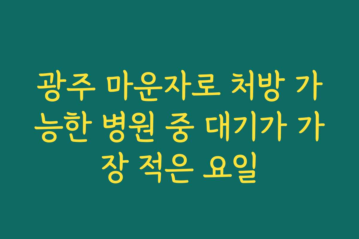광주 마운자로 처방 가능한 병원 중 대기가 가장 적은 요일