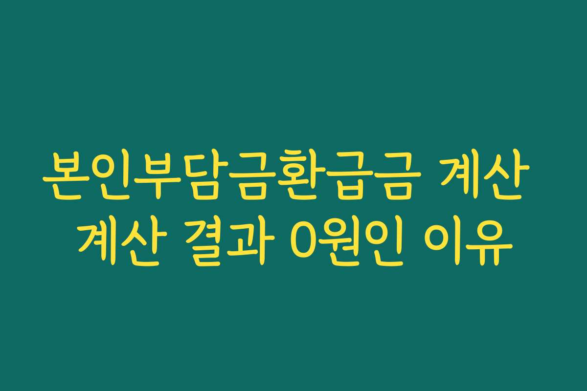 본인부담금환급금 계산 계산 결과 0원인 이유