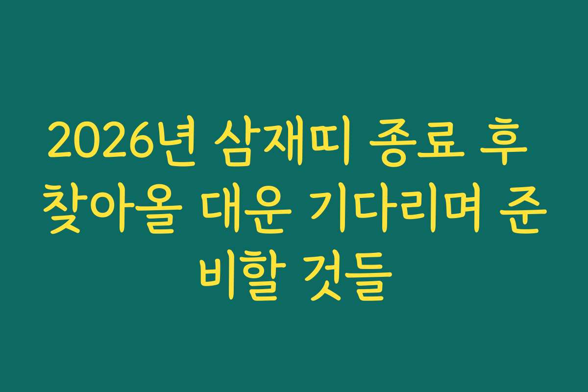 2026년 삼재띠 종료 후 찾아올 대운 기다리며 준비할 것들