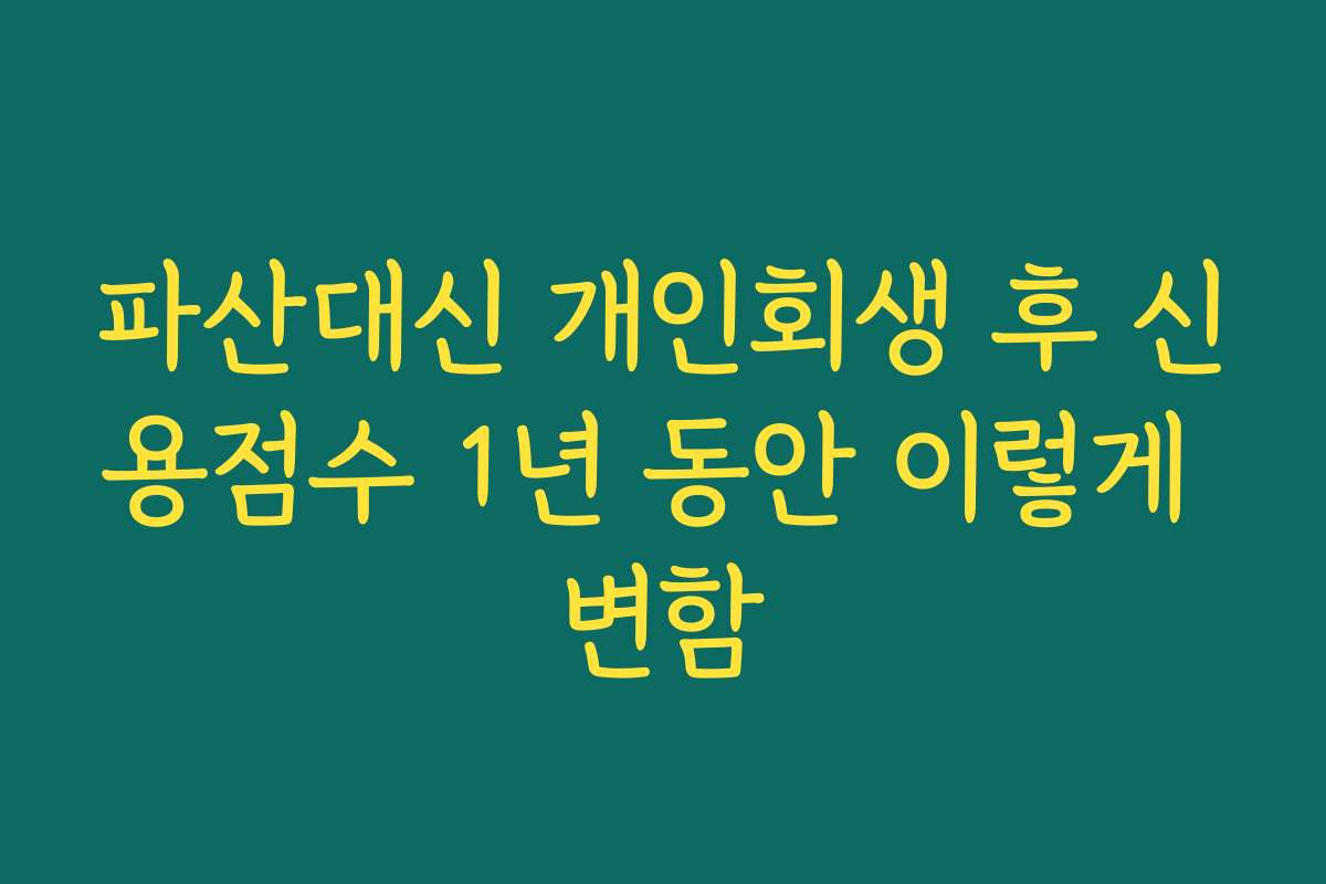 파산대신 개인회생 후 신용점수 1년 동안 이렇게 변함