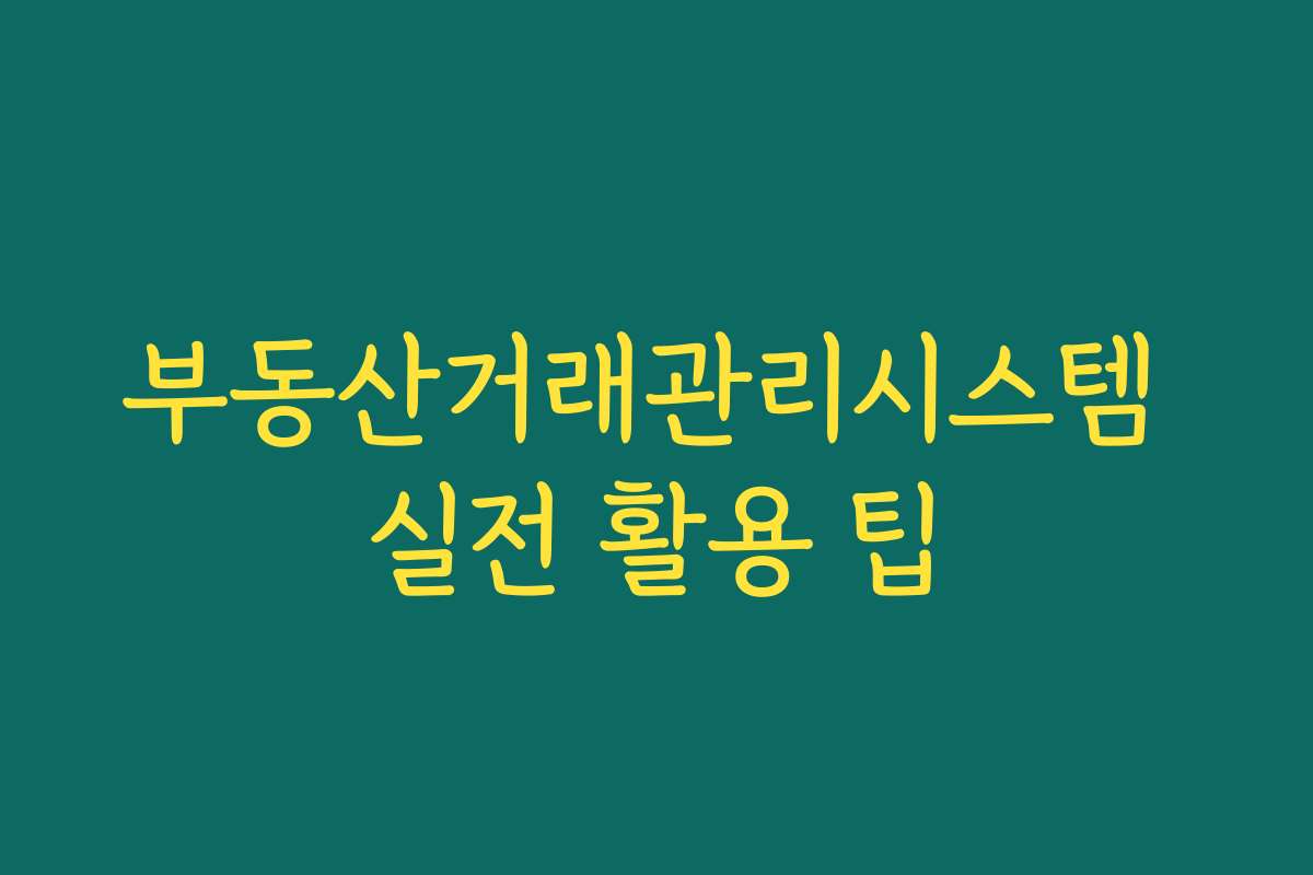 부동산거래관리시스템 실전 활용 팁