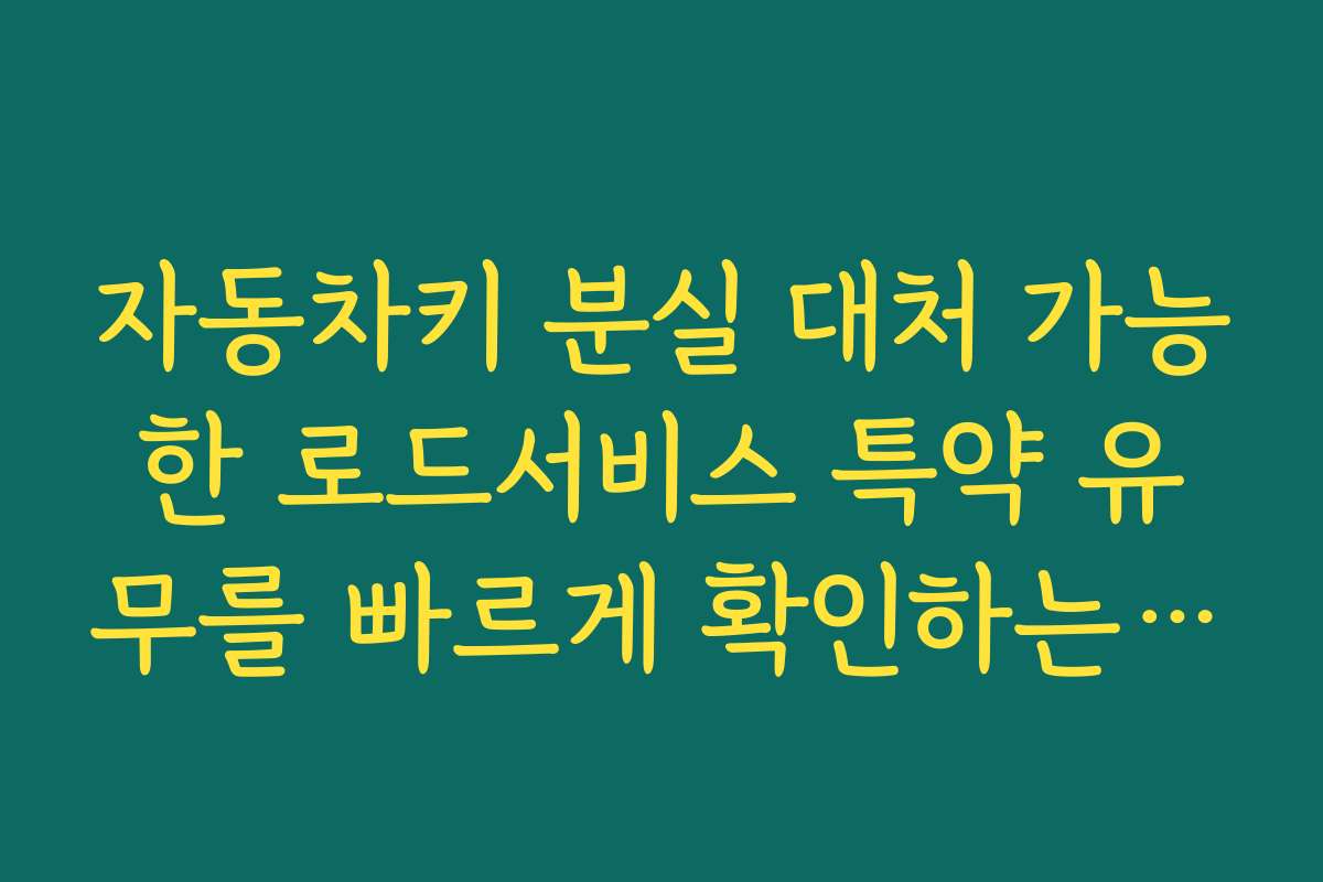 자동차키 분실 대처 가능한 로드서비스 특약 유무를 빠르게 확인하는 요령