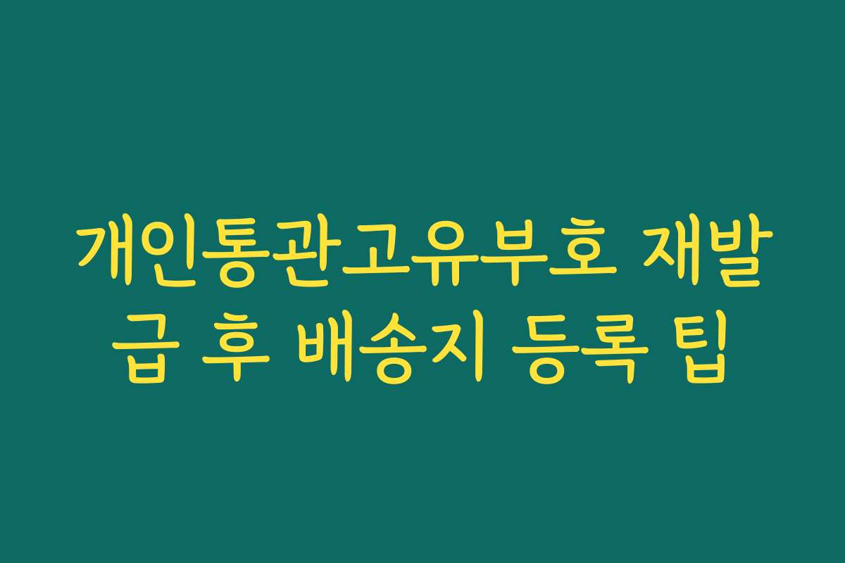 개인통관고유부호 재발급 후 배송지 등록 팁